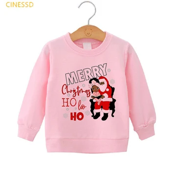 Santa Claus ir maža juoda merginos spausdinti mielas Chidren ' s Kalėdų Drabužius žiemos 2020 m. mergytę vaikai storas megztinis palaidinukė