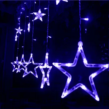 AC 220V Spalvinga Žvaigždžių Lauko Šalies Apdaila Užuolaidų Led String žibintai Star Stiliaus Kalėdų, Pobūviai, Vestuvės