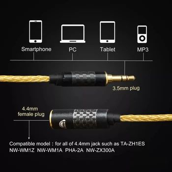 Aukštos Kokybės Ausinių Perdavimo Laidas 6 Core Ausinių Adapteris 4.4 mm Moterų 3,5 mm Male SONY DMPZ1 ZX300A-35 PHA2A iPhone