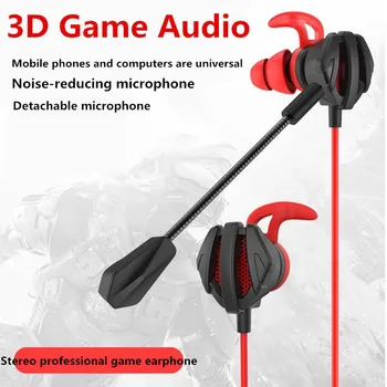 1.2 m Laidinio Ausinės Žaidimų Ausinių E-Sporto Triukšmo Panaikinimo In-Ear Ausinės Su Bendable Mic Stereo Telefono PS4 Xbox Jungiklis