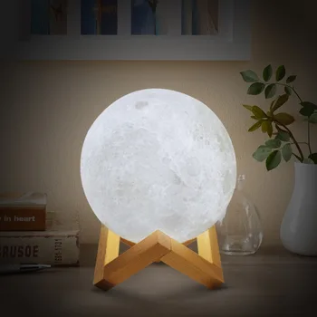 2-16 Spalvos Led Reguliuojamas Įkrovimo Mėnulio šviesos 3D Spausdinimo Mėnulio Lempa Mėnulio Naktį Jutiklinis Nuotolinio Valdymo Mėnesiena Dovanos, Namų dekoro