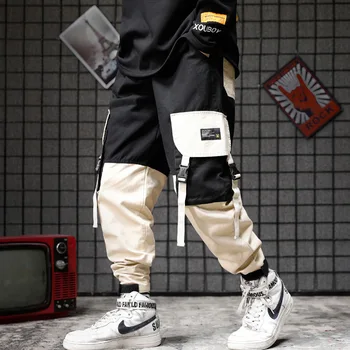 Hip-Hop Multi-pocket Krovinių Kelnės Vyrams Kratinys Streetwear Vyrų Haremas Ziajać Atsitiktinis Kelio Poilsiu Vyrų Harajuku techwear Kelnės