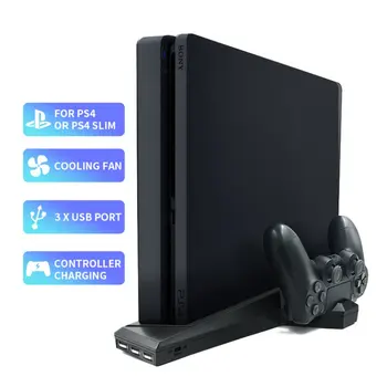 Už PS4/PS4 Slim Vertikalus Stovas su Aušinimo Ventiliatorius Dviguba Valdytojas Įkroviklio Įkrovimo Stotis 