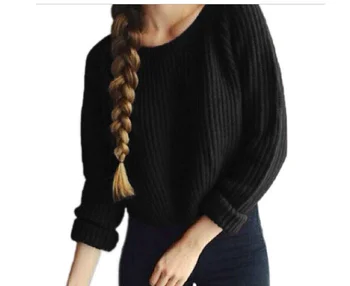 Rudens moterims megztiniai korėjos stiliaus puloveriai) su ilgomis rankovėmis atsitiktinis derliaus megztinis plonas kietas megzti džemperis džemperis mujer