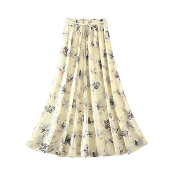 Vasaros Bohemijos ilgas sijonas nacionalinės stiliaus paplūdimio sijonas atspausdintas šifono sijonas vidutinio ilgio didelis sijonas pasakų sijonas