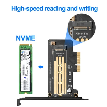 Rocketek PCIE į M2 Kietojo Disko Adapteris Sąsaja Išplėtimo Kortos PCI-E X4 3.0 M. 2 SSD NVME Protokolo NGFF klavišą M/B&M mygtuką Kompiuterio