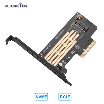 Rocketek PCIE į M2 Kietojo Disko Adapteris Sąsaja Išplėtimo Kortos PCI-E X4 3.0 M. 2 SSD NVME Protokolo NGFF klavišą M/B&M mygtuką Kompiuterio
