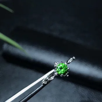 Naujas parduotuvės gerovės gamtos diopside žiedas didmeninė 925 sidabro Sibiro smaragdo spalvos teigiamas