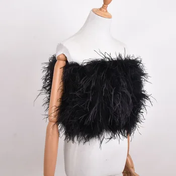 Naujas natūralių stručio plaukų liemenėlė apatiniai, moteriški kailiniai paltai nekilnojamojo stručių kailiai, kailio kailiniai mini sijonas