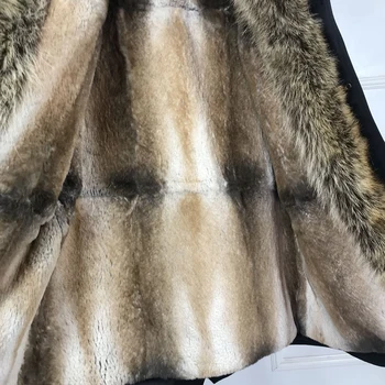 2019 Naujas Vyrų žiemos outwear Nekilnojamojo lapės kailio apykaklė triušio kailio pamušalu gobtuvu parko
