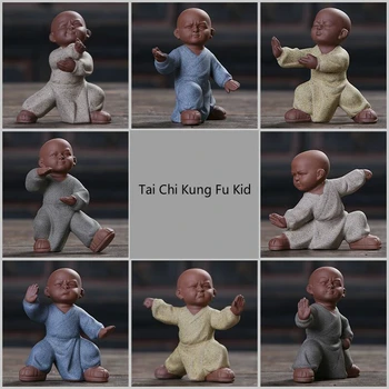 Kūrybinės Dovanos Chi Kung Fu Kid Keramikos Miniatiūriniai Statula Namų Dekoro Priedai Zen Lėlės Statulėlės Namų Dekoro Rankdarbiai