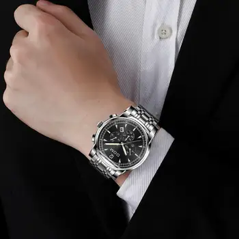 Laikrodžiai Vyrams Prabangos Prekės Chronograph Vyrų Sporto Laikrodžiai Vandeniui Plieno Šviesos Kvarco vyriški Žiūrėti Relogio DOM M-75BK-1MPE