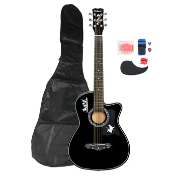 DK-38C Liepų Gitara Maišelį Dirželiai Susitvarko LCD Imtuvas Pickguard String Nustatyti, Juoda