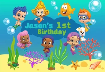 Pasirinktinį burbulas guppies pagal jūros žuvų, koralų gimtadieniu, kūdikio, vaiko nuotrauka fone fotografijos backdrops kokybės vinilo