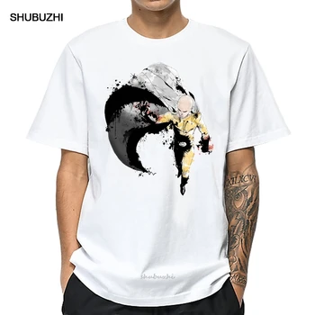 Vienas Smūgis Vyras Vyrų Apykaklės Marškinėliai Japonų Anime Baltos spalvos Marškinėlius trumpomis Rankovėmis Vasarą Viršų O-Kaklo Streetwear Juokinga T-shirt