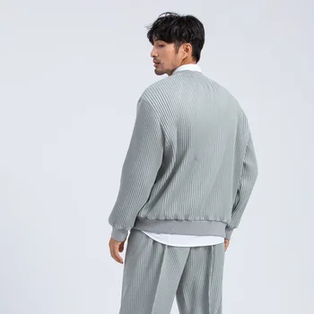IEFB streewear Japonijos mados plisuotos megztiniai vyrams sodyba žakardo rudenį, žiemą storas kišenėje, O-kaklo puloveriai Y4329