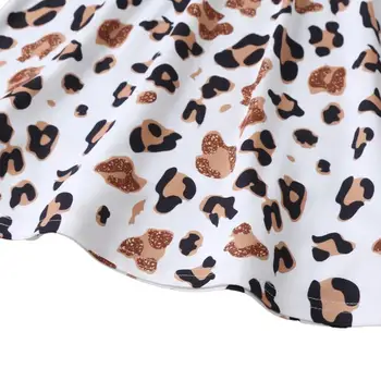 Vasaros Bamblys Kūdikių Mergaičių Leopard Suknelės Saldus Mergaičių Įgulos Kaklo Skristi Rankovės Sundress Atsitiktinis Mergaičių Drabužiai