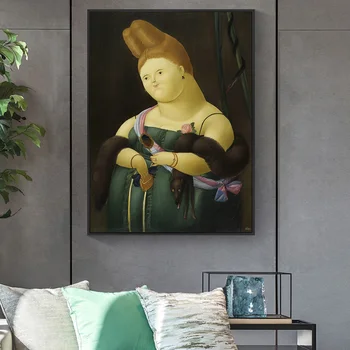 Fernando Botero Mona Lisa Drobės, Paveikslai Ant Sienų, Menas, Plakatų Ir grafikos Juokinga Meno Mona Lisa Nuotraukas, Namų Dekoro Cuadros