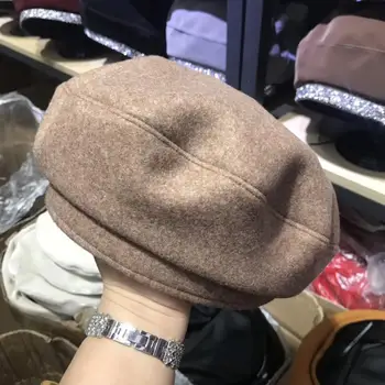 202010-samepu rudens žiemos vilna, maišyti kietas gatvės lady beretė skrybėlę vyrų, moterų Laisvalaikio dailininko skrybėlę