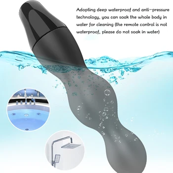 Analinis seksas silikono vibratorius atsparus vandeniui juodos spalvos analinis seksas plug Laidinio nuotolinio valdymo pulto 12 dažnio vibracijos analinis žaislai moteris