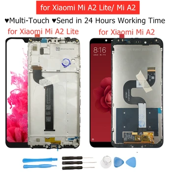Nauja Xiaomi Mi A2 Lite/ Mi A2 LCD Ekranas Touch + karkaso konstrukcijos LCD Ekranas Jutiklinis Ekranas Remontas, Atsarginės Dalys