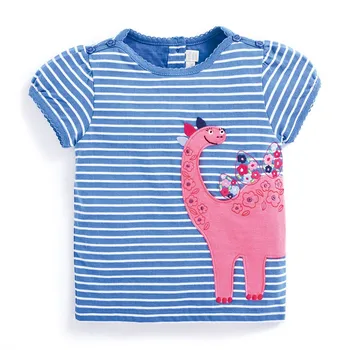 Kūdikių mergaičių drabužius t shirts aplikacijos gyvūnų triušis mielas vaikų vasaros viršūnes tees vaikams drabužių trumpas rankovėmis marškinėliai