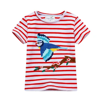 Kūdikių mergaičių drabužius t shirts aplikacijos gyvūnų triušis mielas vaikų vasaros viršūnes tees vaikams drabužių trumpas rankovėmis marškinėliai