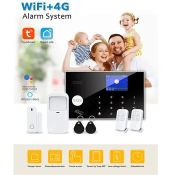 4G WIFi, Gsm signalizacija apsaugos sistemos, IP kameros alexa suderinama smart home Belaidžio saugos signalizacijos komplektas 