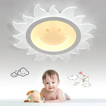 Ultra plonas l apvalus led lubų šviestuvas šiltas vaikų miegamasis lempos paprastos šiuolaikinės asmenybės saulės šypsena šviesa