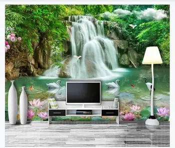 Custom Stereoskopinis 3D kraštovaizdis ir kriokliai, tapybos Freskos Tapetai kambarį, TV foną, Sienos Popieriaus Namų Dekoro