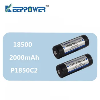 2vnt Keeppower 18500 akumuliatorius 2000mAh 3.7 V 7.40 Wh P1850C2 ląstelių PAGAMINTI KINIJOJE Saugomų Įkraunama Ličio Baterija