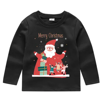 2019 Kalėdų Viršūnes Vaikų ilgomis Rankovėmis, Kalėdos, Kalėdų Senelis, Kalėdų Eglutė Raštą Spausdinti Marškinėlius (T-Shirt Viršuje футболка 40*
