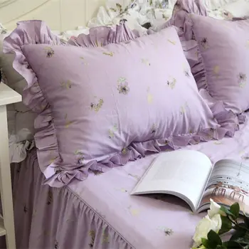 2vnt pruple gėlių spausdinti užvalkalas elegantiškas pynimas pagalvę pseudo medvilnės gėlių, dekoratyvinių pagalvių užvalkalai princesė patalynės reikmenys