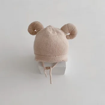 MILANCEL 2020 m. žiemos kūdikių skrybėlę avių stiliaus berniukų megzti skrybėlę gyvūnų stiliaus merginos skrybėlę 2 spalvos kūdikių priedai