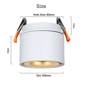 360 Laipsnių Sukimosi Vietoje šviestuvai, LED Lubų Nišoje DownLight 12W 10W 7W led lemputė COB Vietoje šviesos patalpų apšvietimo šviestuvas