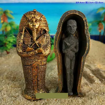 1pcs Dervos Senovės Egipto Karstą Statulėlės Skulptūra Egipto Mumija ' Statula Mažų Ornamentais Miniatiūriniai Modelis Žuvų Bako Apdaila