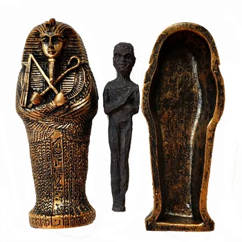 1pcs Dervos Senovės Egipto Karstą Statulėlės Skulptūra Egipto Mumija ' Statula Mažų Ornamentais Miniatiūriniai Modelis Žuvų Bako Apdaila