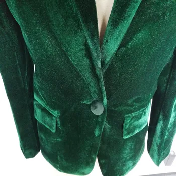 SEBOWEL Tamsiai Žalios spalvos Aksomo, Moterų Švarkas Švarkas Tiktų Elegantiškas Paltas Moteriška Slim Atsitiktinis Office Lady Verslo Sportinius Moteriškus S-XXL