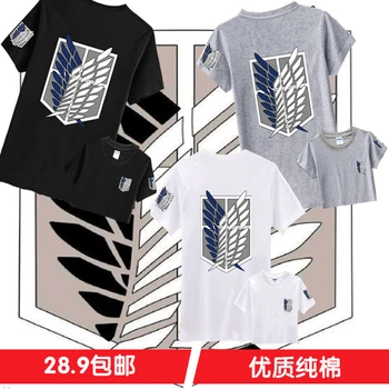 Anime Ataka Titan T-shirt Shingeki no Kyojin T-shirt Cosplay Kostiumų Viršūnes Medvilnės Eren Jaeger T-Shirt Nemokamas Pristatymas