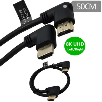 HDMI 8K Kairėje ir Dešinėje Kampu Male HDMI dešinė Kairė Alkūnė Vyrų Pratęsimo Kabelis HDMI 2.1 kampas V kabelis 8K @60HZ 15 cm/50 cm/1m
