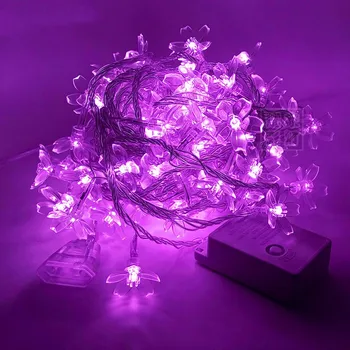 10M Persikų, Gėlių Girlianda Kambarys Šalies Dekoratyvinis String Žibintai LED Girlianda 7 Skirtingų Šviesos Spalvų Ir 8 žaidimo Režimai ES, JAV, UK Plug