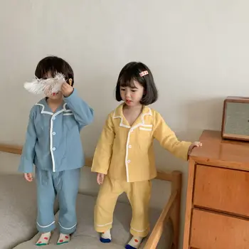 Vaikai Medvilnės Pižama Nustatyti Prekės ženklo 2021 Kietas Pyjama Nustatyti Berniukų ir Mergaičių, Miego, Poilsio Bedgown Sleepwear Pijama 2vnt Kostiumas