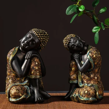 Y. DSHH Budos Statula Tailandas Budos Skulptūra Žalia Dervos Rankų Budizmo, Induizmo Fengshui Statulėlės Meditacija Namų Dekoro FX1