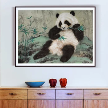 AZQSD Suaugusiųjų Piešimo Numeriai Panda Akrilo Dažų Rinkiniai 