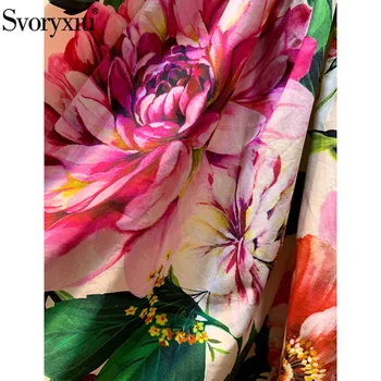 Svoryxiu 2020 kilimo ir tūpimo Tako Užsakymą Vasaros Medvilnės Spageti Dirželis Suknelė Moterų prabanga Mygtuką Gėlių Spausdinti Seksualus Šalies Trumpos Suknelės