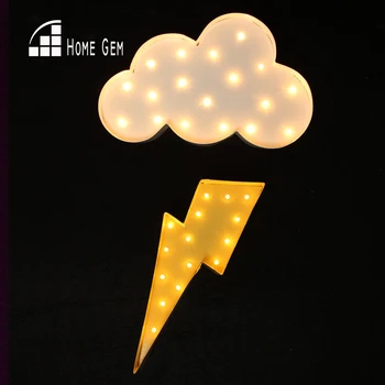 Balto metalo Debesies Žaibas Ray LED Marquee Pasirašyti ŠVIESOS IKI Derliaus naktį šviesos sieniniai šviestuvai Patalpų Deration