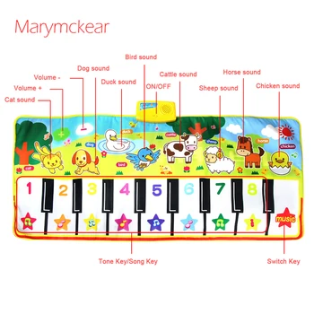 135X58CM Didelės apimties Muzikinis Kilimėlis Baby Gyvūnų Tema,, Mokymosi Žaislas Vaikams, Kūdikių Žaislų Infantil vaidina Tipas Muzikos Kilimėlis