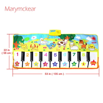 135X58CM Didelės apimties Muzikinis Kilimėlis Baby Gyvūnų Tema,, Mokymosi Žaislas Vaikams, Kūdikių Žaislų Infantil vaidina Tipas Muzikos Kilimėlis