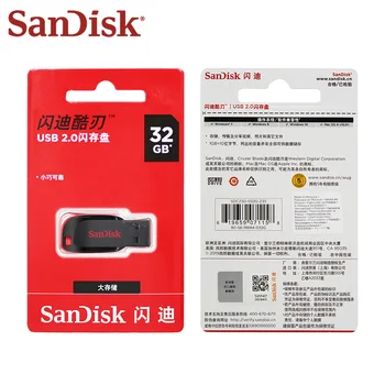 Originalios SanDisk Cruzer Blade USB 2.0 Flash Drive 8GB 16GB 32GB U Disko Mini Pen Drive 64GB 128 GB 