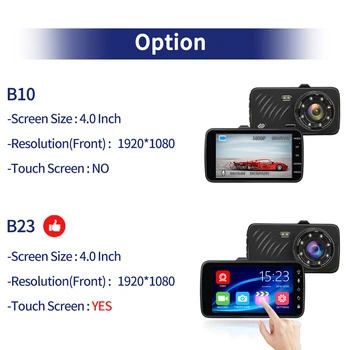 E-ACE Automobilių DVR 4 Colių Touch Auto Kamera, Dual Lens Brūkšnys Cam FHD Vaizdo įrašymo 1080P Registrator Su Galinio vaizdo Kamera, Dashcam